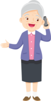 Grandma character with emotion png