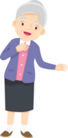 Grandma character with emotion png