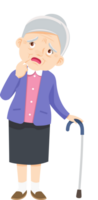 Grandmother and walking stick character png