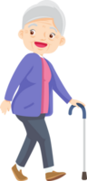 Grandmother and walking stick character png