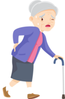 Grandmother and walking stick character png