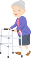 Grandmother and walking stick character png