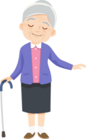 Grandmother and walking stick character png