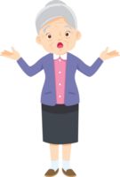 Grandma character with emotion png