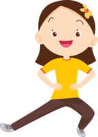 cute girl exercise actions to move the body healthy png
