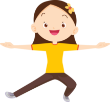 cute girl exercise actions to move the body healthy png