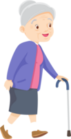 Grandmother and walking stick character png