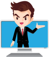 business man present with technology png