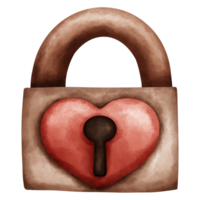 A cute and vintage heart shape locker in watercolor style png