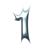 3d chrome number 1 png