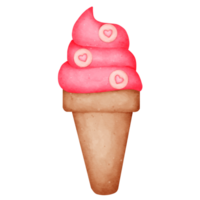 Cartoon watercolor pink ice cream png