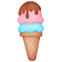 Cartoon watercolor ice cream cone png