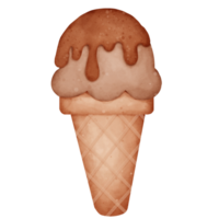 Cartoon watercolor ice cream cone png