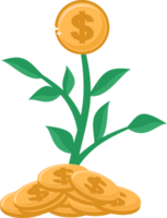 Financial growth investment illustration with coin png