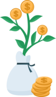 Financial growth investment illustration with coin png