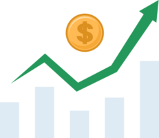 Financial growth investment illustration with coin png