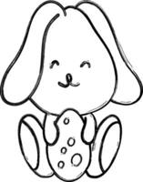 Rabbit with egg drawing holiday decoration. vector