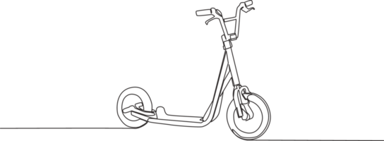 een single lijn tekening van trap scooter logo. modern stedelijk voertuig concept. doorlopend lijn trek ontwerp illustratie png