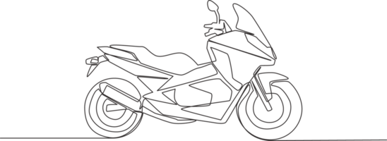 uno continuo línea dibujo de de moda elegante asiático columna vertebral moto logo. ciudad motocicleta concepto. soltero línea dibujar diseño ilustración png