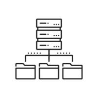 Network server, database cloud storage line icon vector