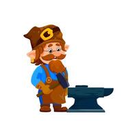 Cartoon gnome or dwarf blacksmith funny character vector