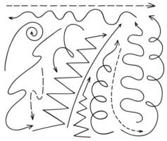 garabatear Derecho largo flechas, curva línea punteros vector