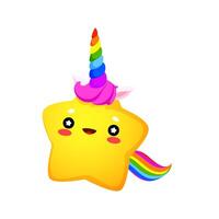 Cartoon cute kawaii star unicorn character vector