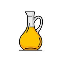 Rapeseed, canola oil jug icon, color linear sign vector