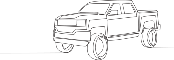 Single Linie Zeichnung von zäh abholen LKW Wagen. Ladung Logistik Träger Fahrzeug Transport Konzept. einer kontinuierlich Linie zeichnen Design png