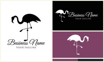 silhouette flamingo vector logo template