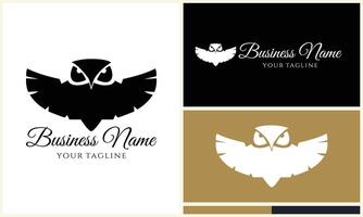 silhouette owl bird logo template vector