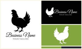 chicken hen rooster logo template vector