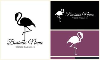 silhouette flamingo vector logo template