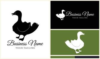 silhouette duck swim logo template vector