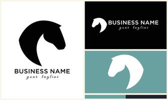 line horse head logo design vector