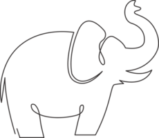 One continuous line drawing of big cute elephant company logo identity. African zoo animal icon concept. Dynamic single line draw design graphic illustration png