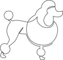 Single kontinuierlich Linie Zeichnung von einfach süß Pudel Hündchen Hund Symbol. Haustier Tier Logo Emblem Konzept. modern einer Linie zeichnen Design Grafik Illustration png