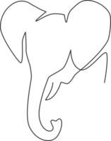 Single continuous line drawing of big cute elephant business logo identity. African safari animal icon concept. Trendy one line draw design graphic illustration png