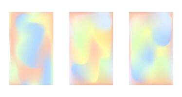 Set of holographic abstract background. Stylish holographic backdrop with gradient mesh vector