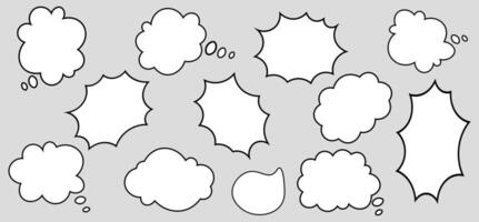 Set of speech bubble text, social media chat, message box. Empty text bubbles in various shapes, comment, dialogue balloon vector