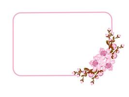 Square frame with arrangement of twigs sakura or cherry blossom. Design for invitation or greeting cards vector