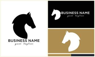 line horse head logo design vector