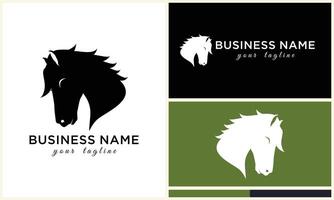 line horse head logo design vector