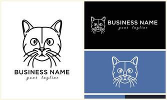 line cat head logo template vector