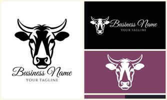 silhouette cow buffalo logo template vector