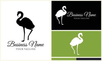 silhouette flamingo vector logo template