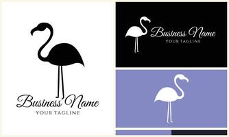 silhouette stork flamingo logo template vector