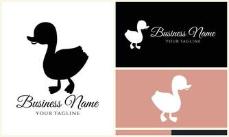 silhouette duck swim logo template vector