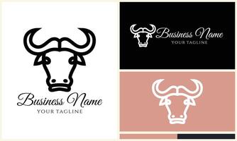 silhouette buffalo bull bison logo vector