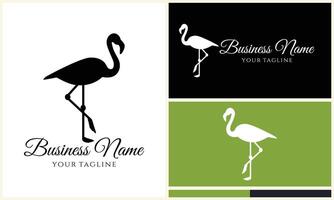 silhouette stork flamingo logo template vector